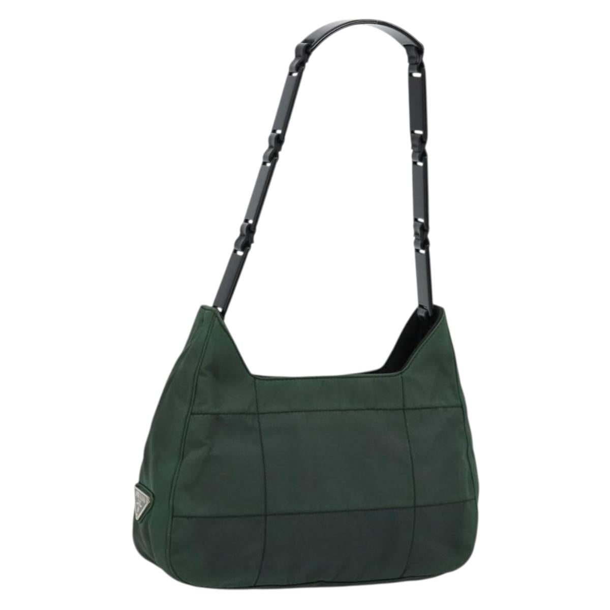 PRADA Shoulder Bag Nylon Green Silver Auth bs34473