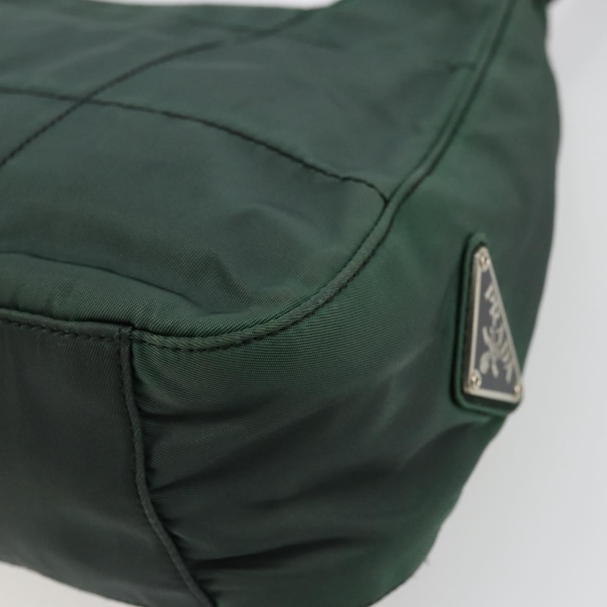 PRADA Shoulder Bag Nylon Green Silver Auth bs34473