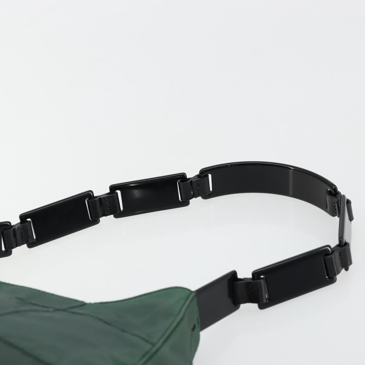 PRADA Shoulder Bag Nylon Green Silver Auth bs34473