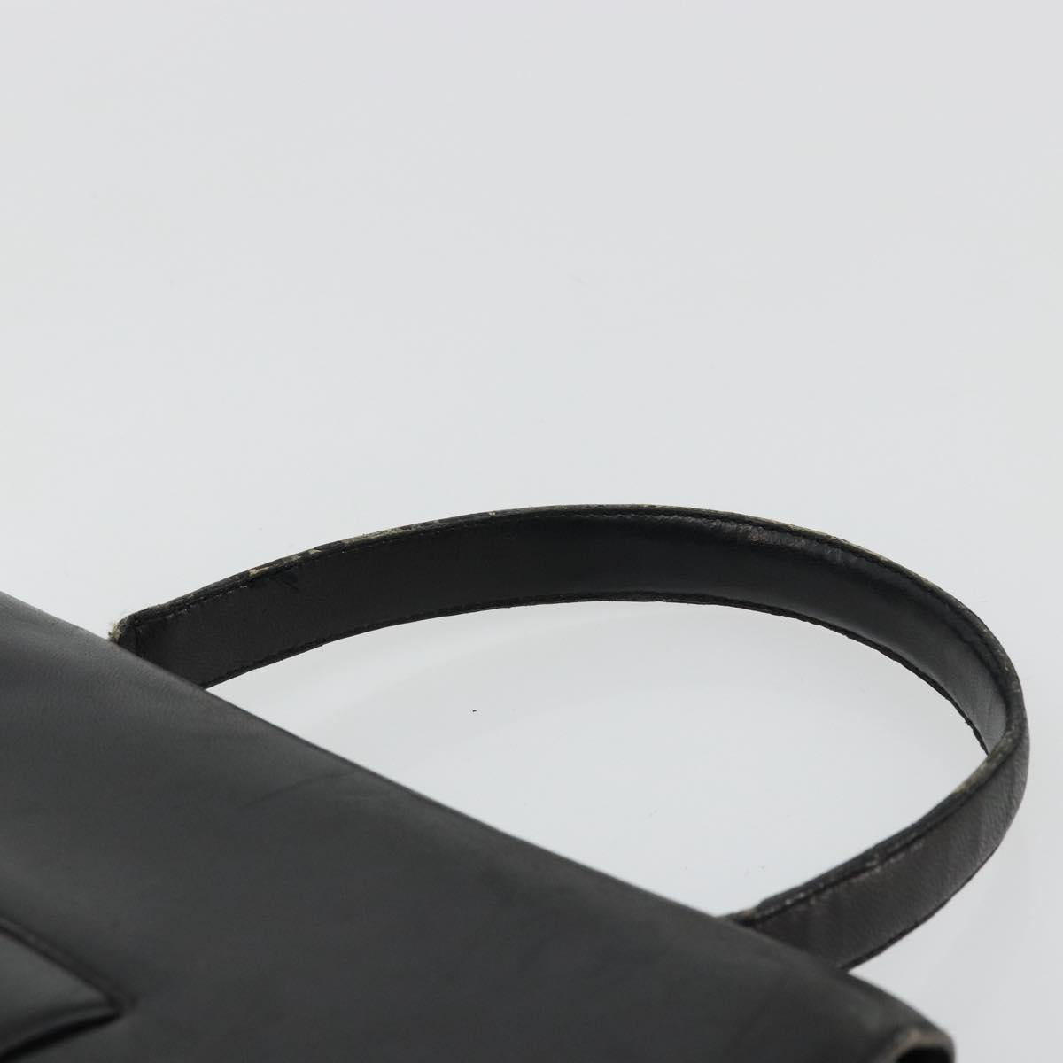 PRADA Hand Bag Leather Black Gold Auth bs34475