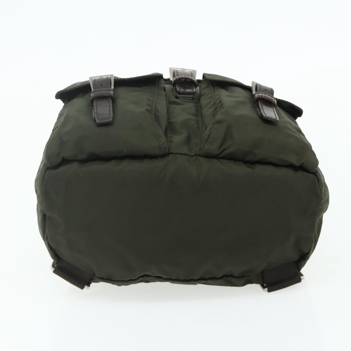 PRADA Backpack Nylon Khaki Silver Auth bs34477