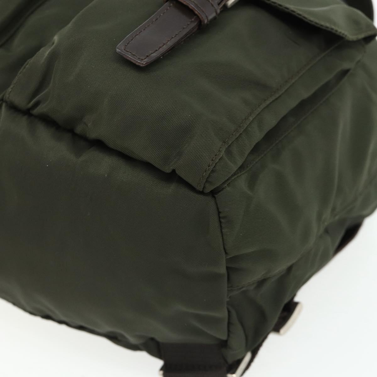 PRADA Backpack Nylon Khaki Silver Auth bs34477