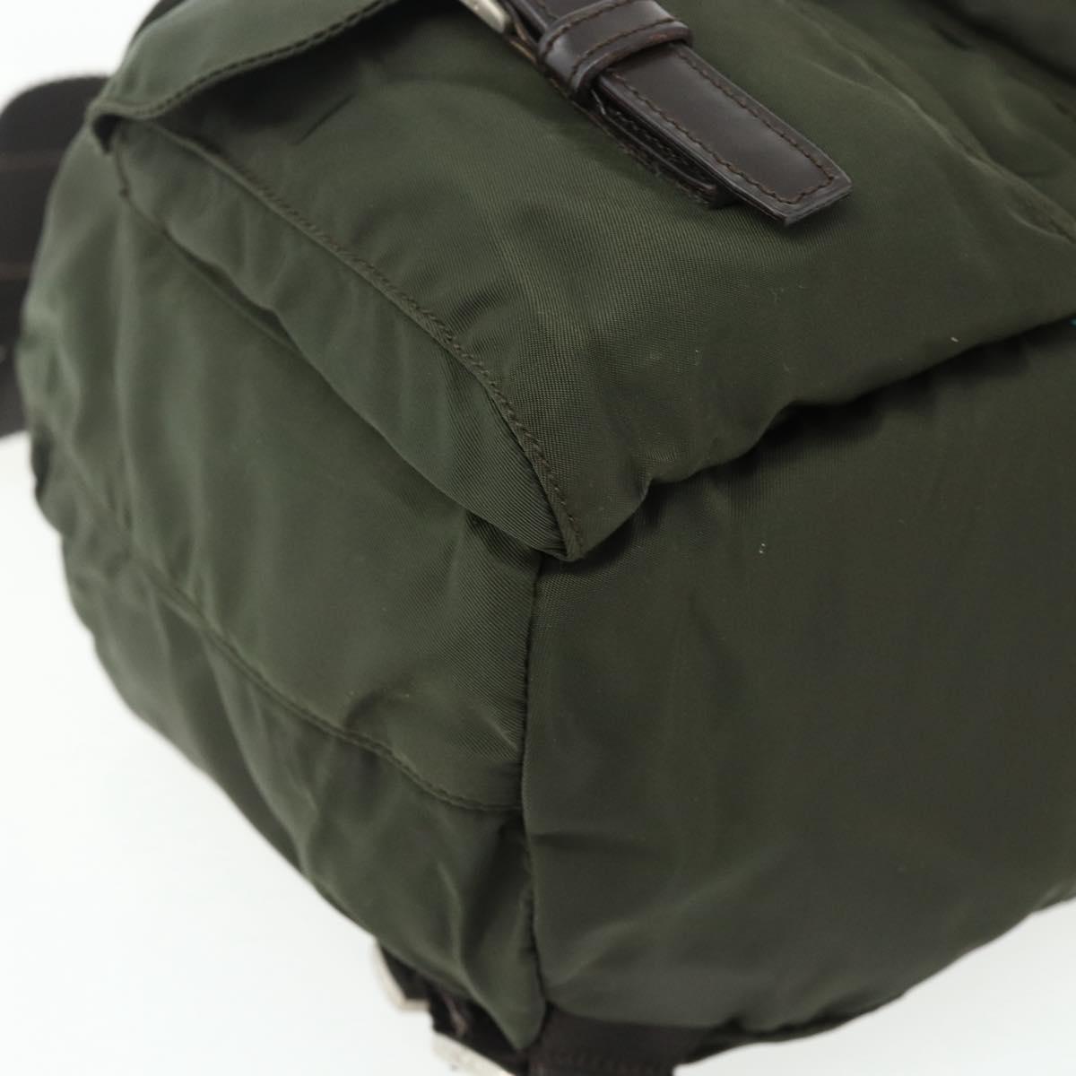 PRADA Backpack Nylon Khaki Silver Auth bs34477