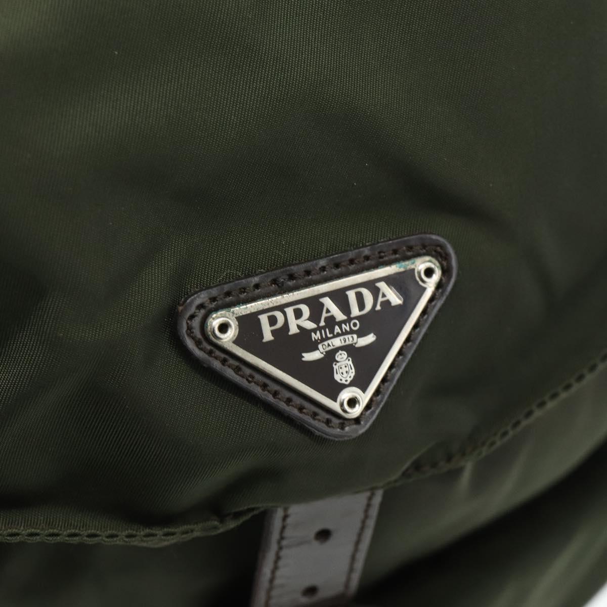 PRADA Backpack Nylon Khaki Silver Auth bs34477