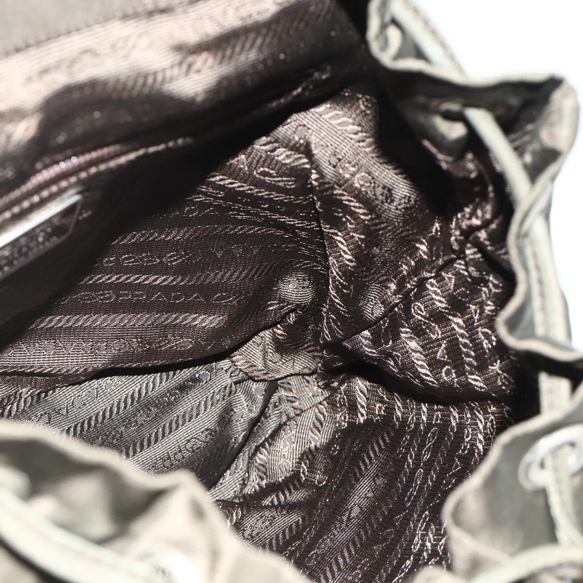PRADA Backpack Nylon Khaki Silver Auth bs34477