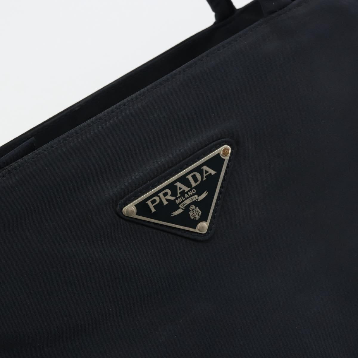 PRADA Hand Bag Nylon Navy Silver Auth bs34478