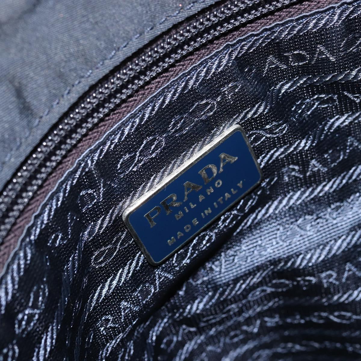PRADA Hand Bag Nylon Navy Silver Auth bs34478