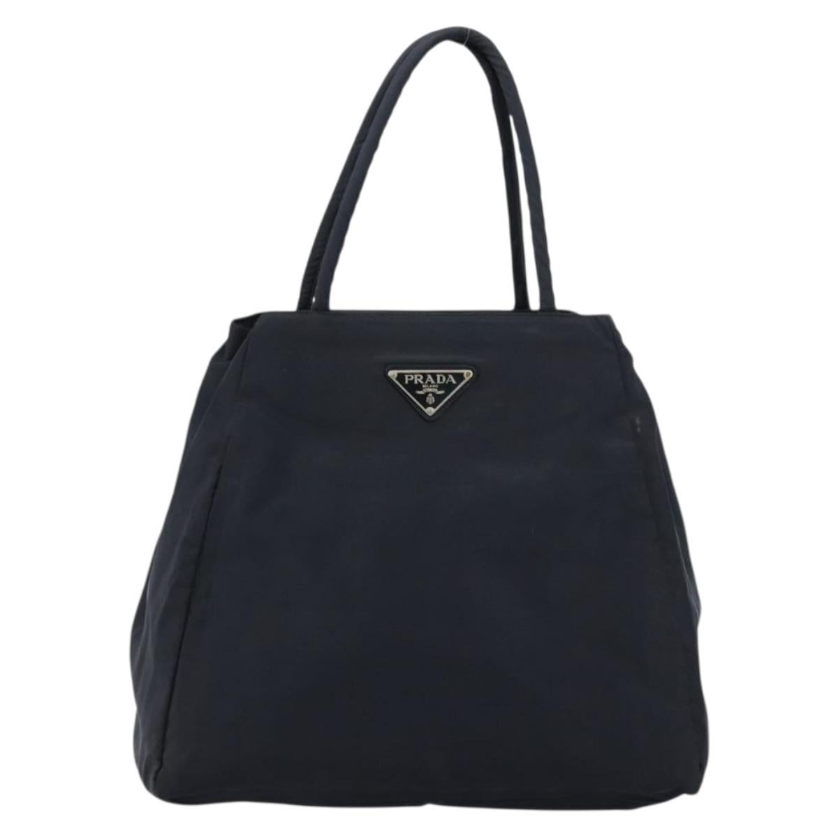PRADA Hand Bag Nylon Navy Silver Auth bs34478