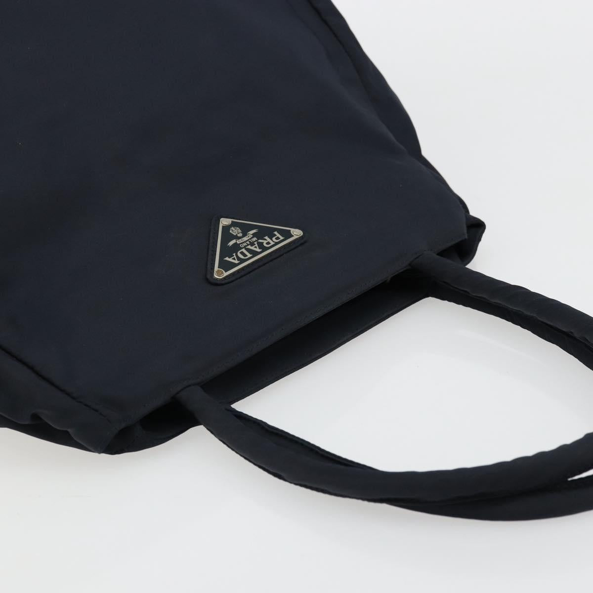 PRADA Hand Bag Nylon Navy Silver Auth bs34478