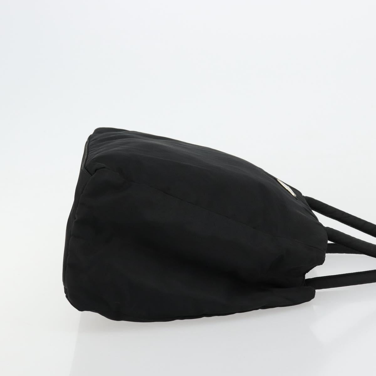 PRADA Hand Bag Nylon Black Silver Auth bs34479