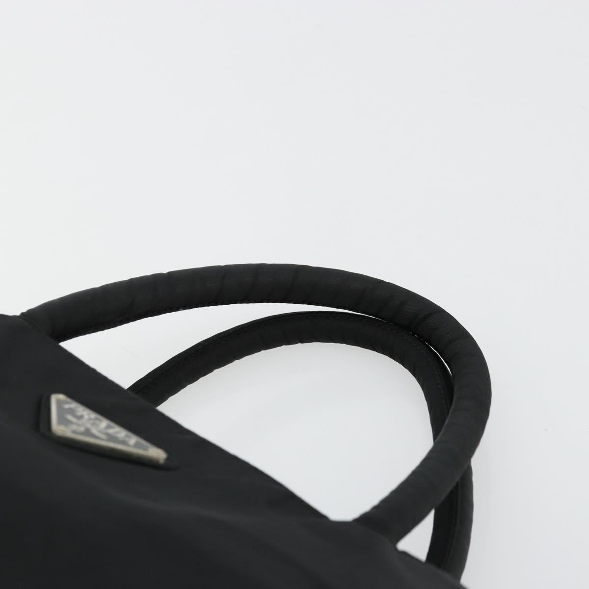 PRADA Hand Bag Nylon Black Silver Auth bs34479