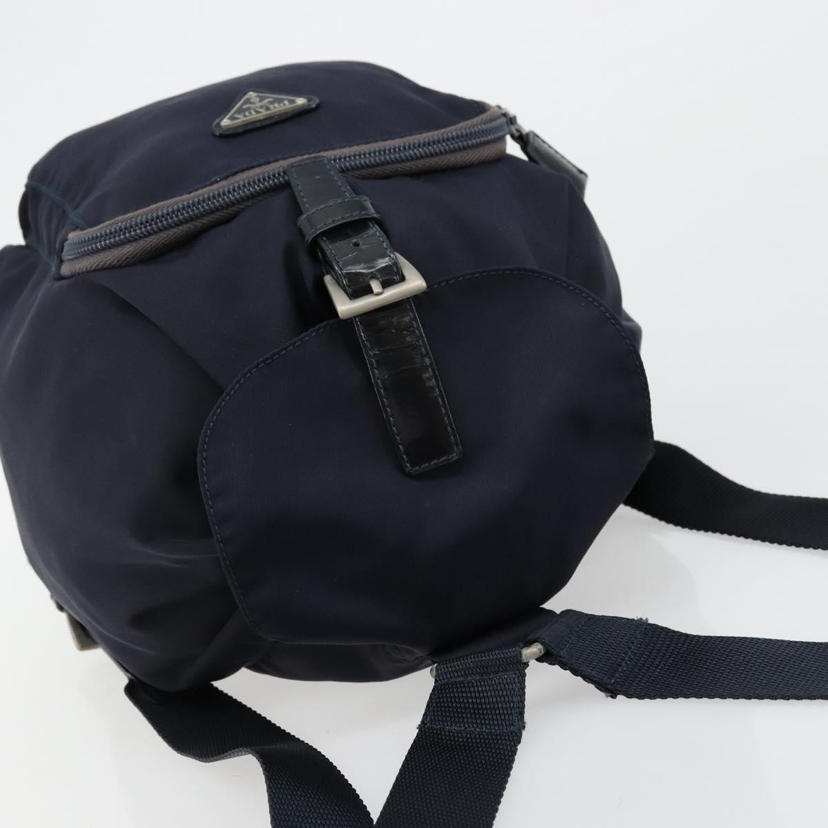 PRADA Backpack Nylon Navy Silver Auth bs34480