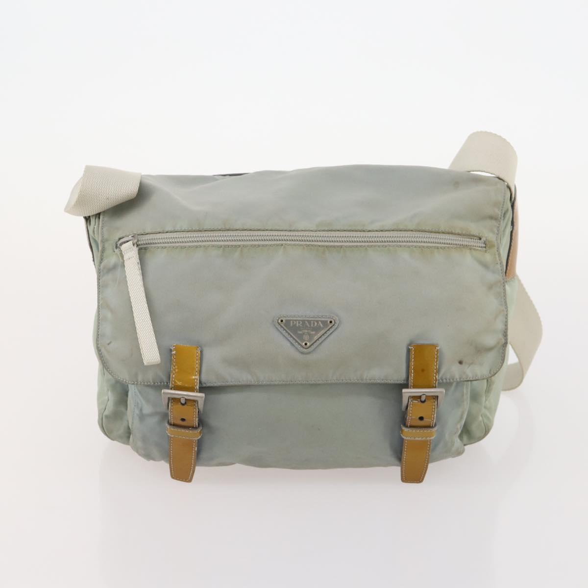 PRADA Shoulder Bag Nylon 3 Set Light Blue Khaki Black Auth bs34483