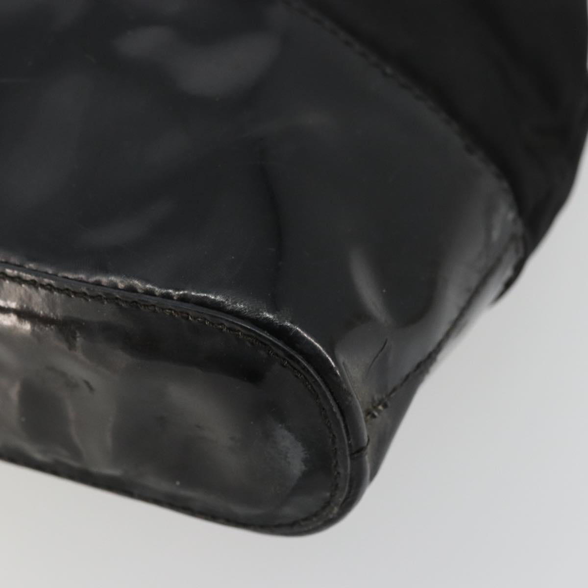 PRADA Hand Bag Nylon Black Silver Auth bs34484