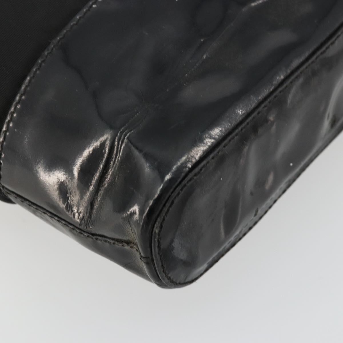 PRADA Hand Bag Nylon Black Silver Auth bs34484