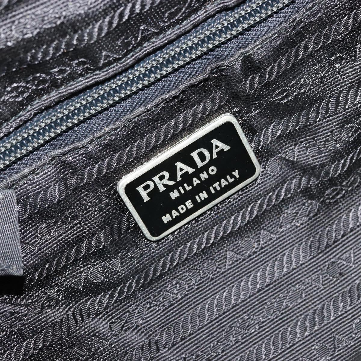 PRADA Hand Bag Nylon Black Silver Auth bs34484