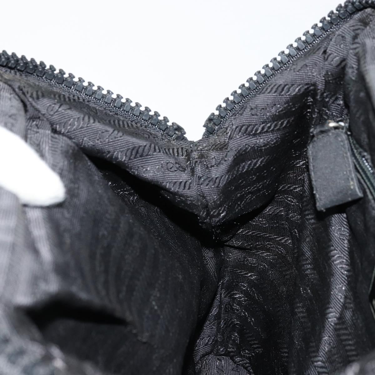 PRADA Hand Bag Nylon Black Silver Auth bs34484