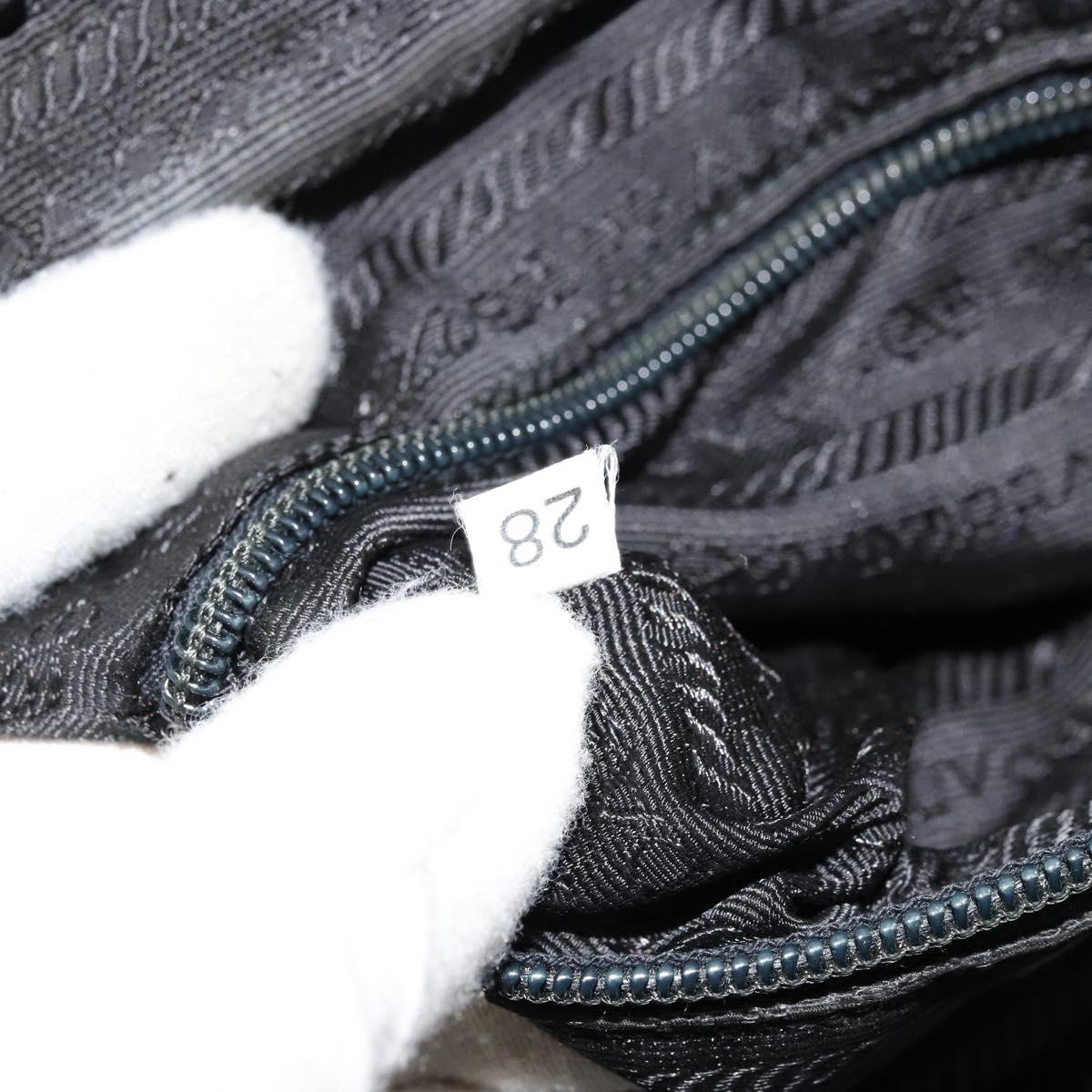 PRADA Hand Bag Nylon Black Silver Auth bs34484