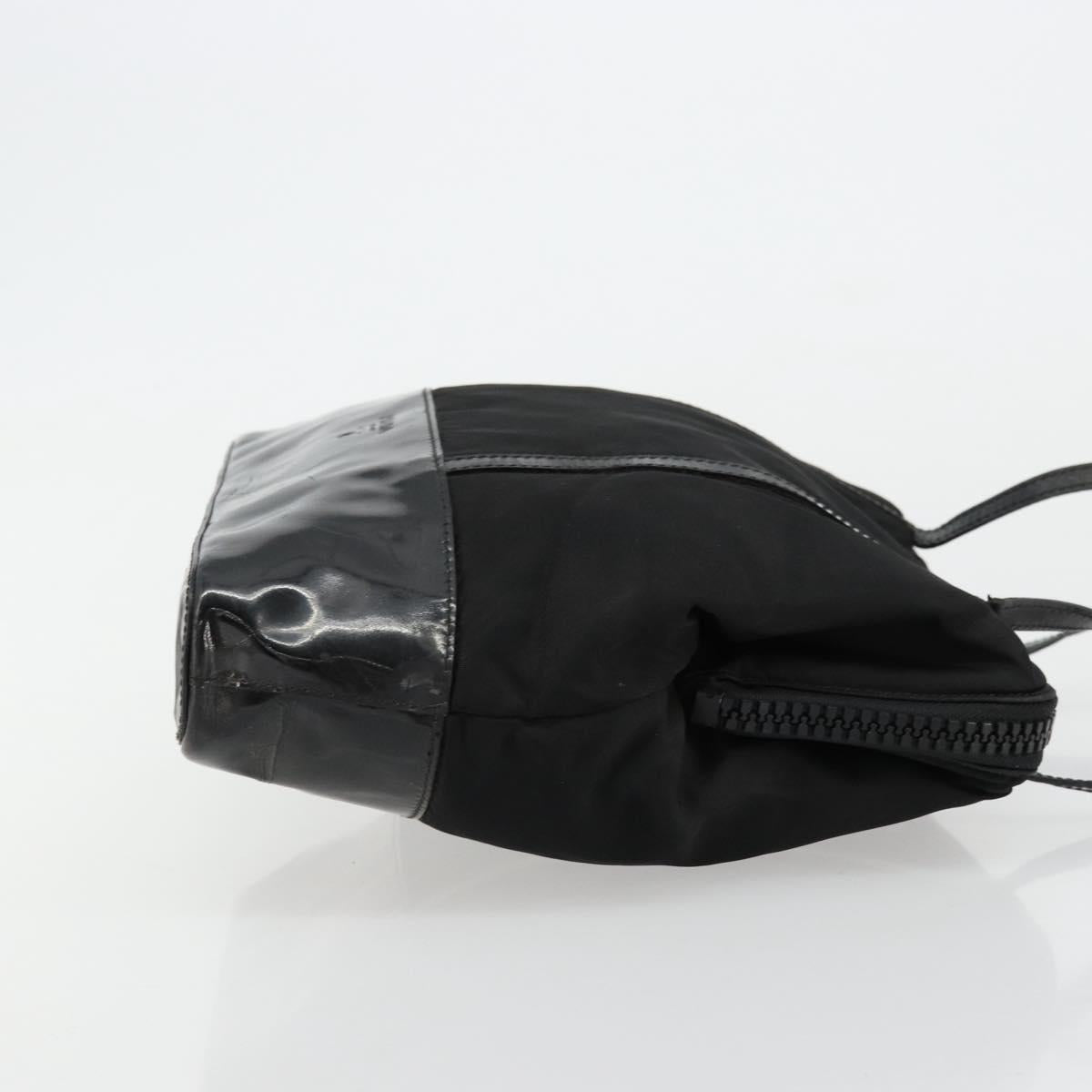 PRADA Hand Bag Nylon Black Silver Auth bs34484