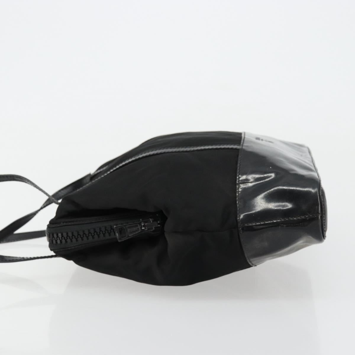 PRADA Hand Bag Nylon Black Silver Auth bs34484
