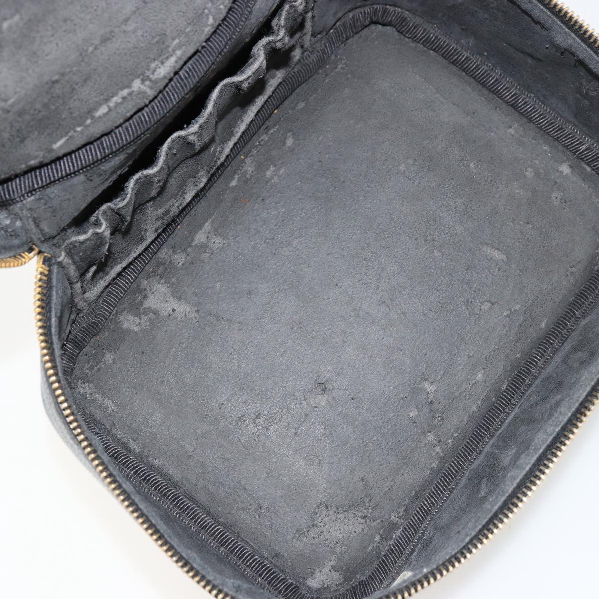 CHANEL Vanity Pouch Caviar Skin Black Gold CC Auth bs34489