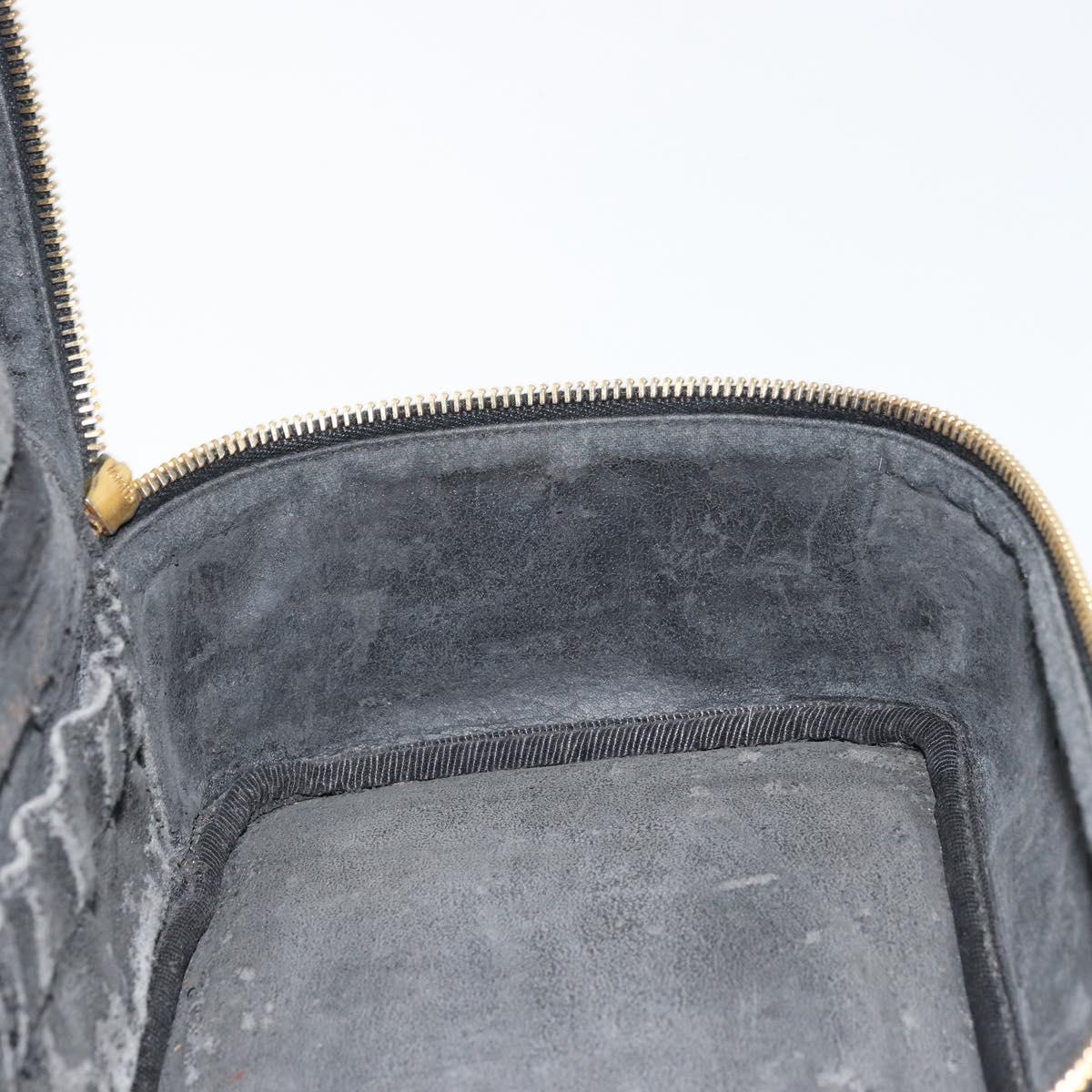 CHANEL Vanity Pouch Caviar Skin Black Gold CC Auth bs34489