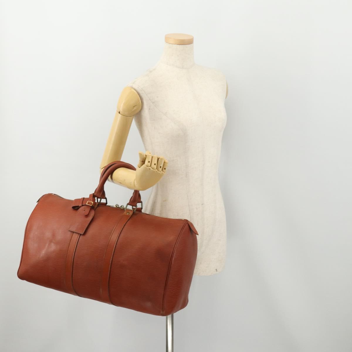 LOUIS VUITTON Epi Keepall 45 Boston Bag Brown M42978 LV Auth bs34491