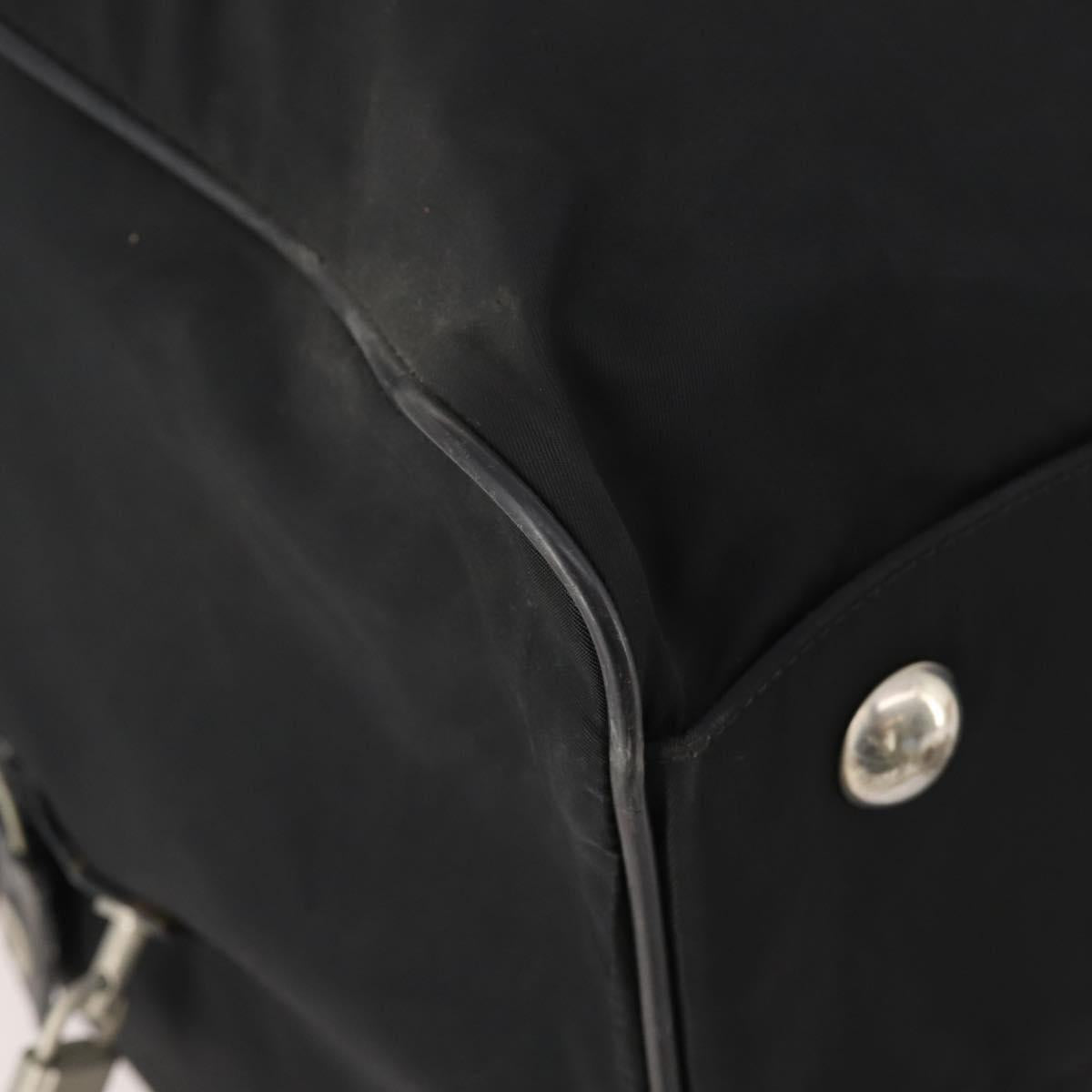 PRADA Boston Bag Nylon Black Silver Auth bs34493