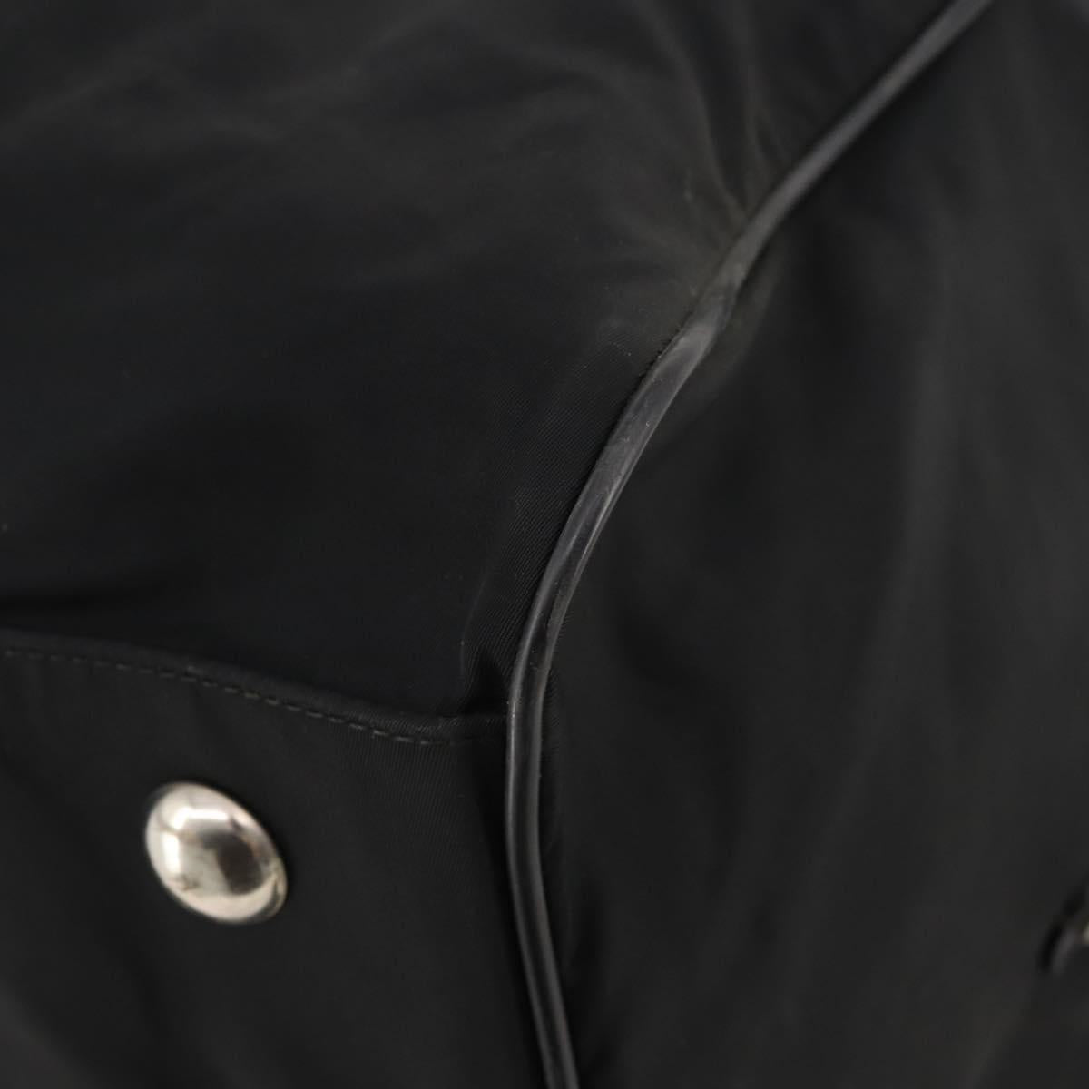 PRADA Boston Bag Nylon Black Silver Auth bs34493