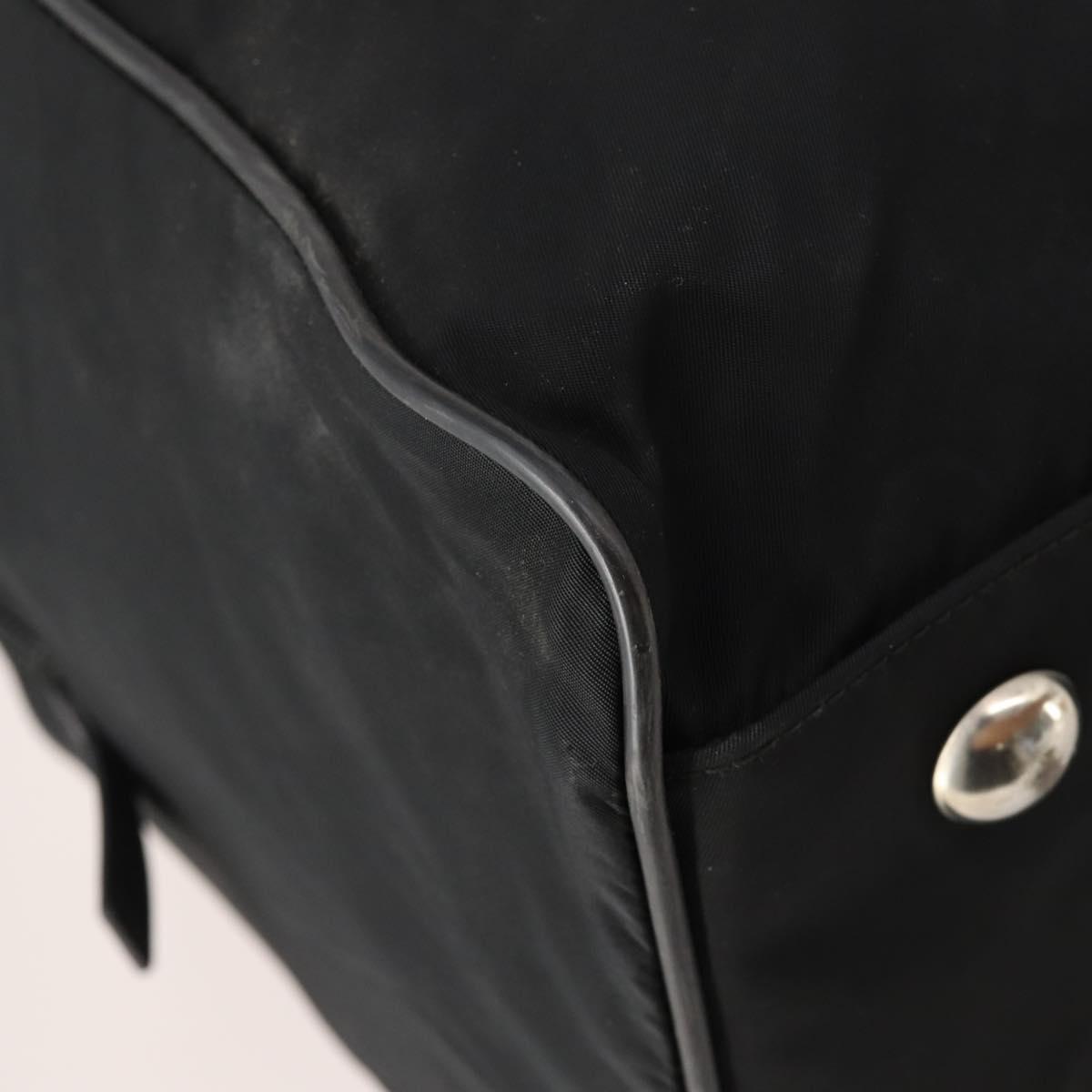 PRADA Boston Bag Nylon Black Silver Auth bs34493