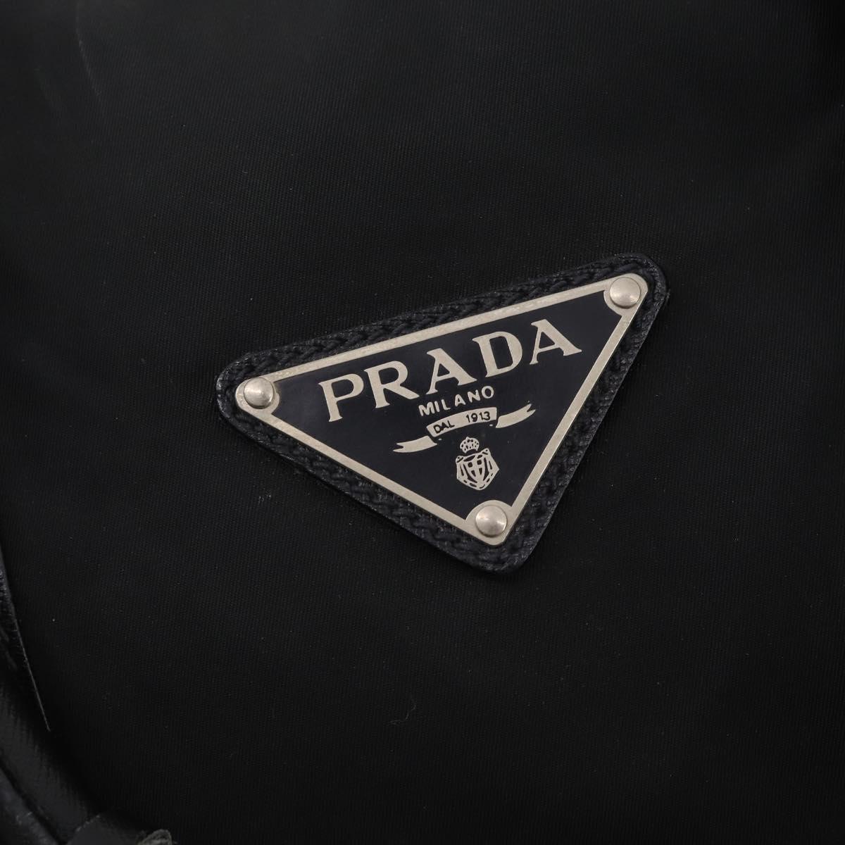 PRADA Boston Bag Nylon Black Silver Auth bs34493