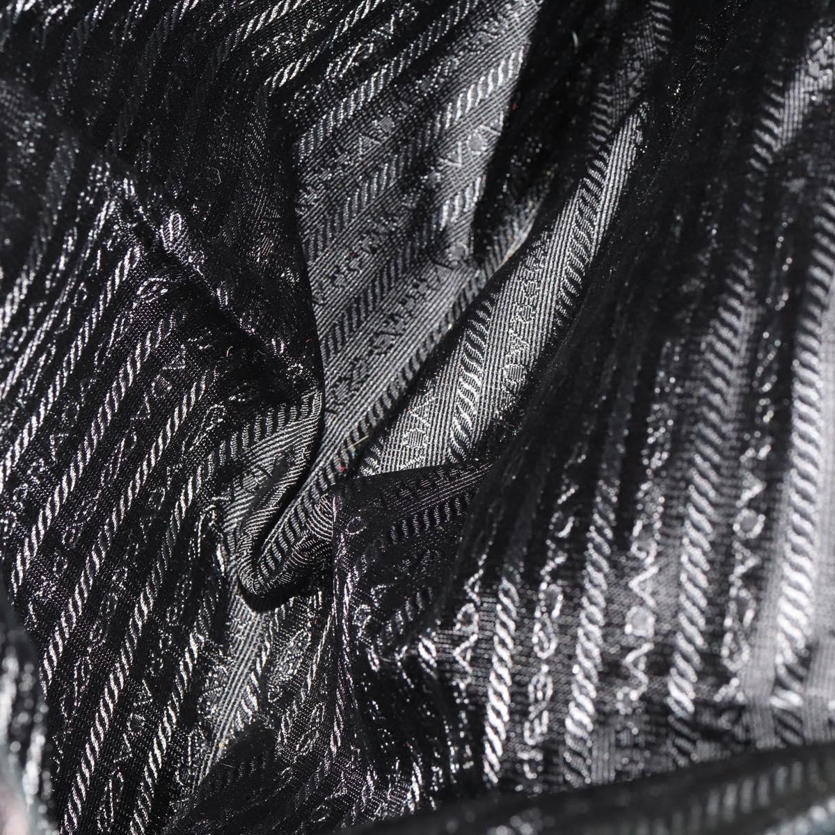 PRADA Boston Bag Nylon Black Silver Auth bs34493