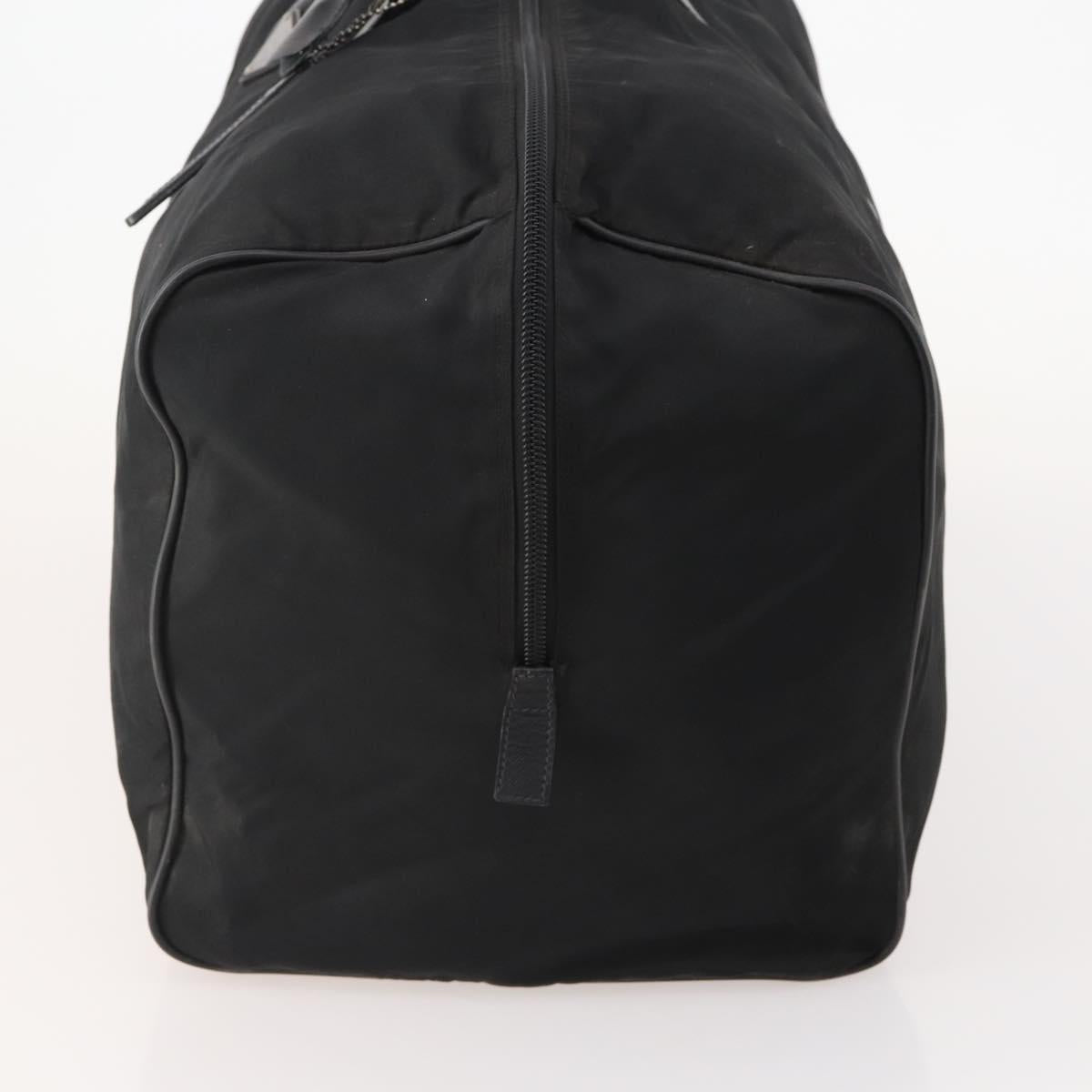 PRADA Boston Bag Nylon Black Silver Auth bs34493