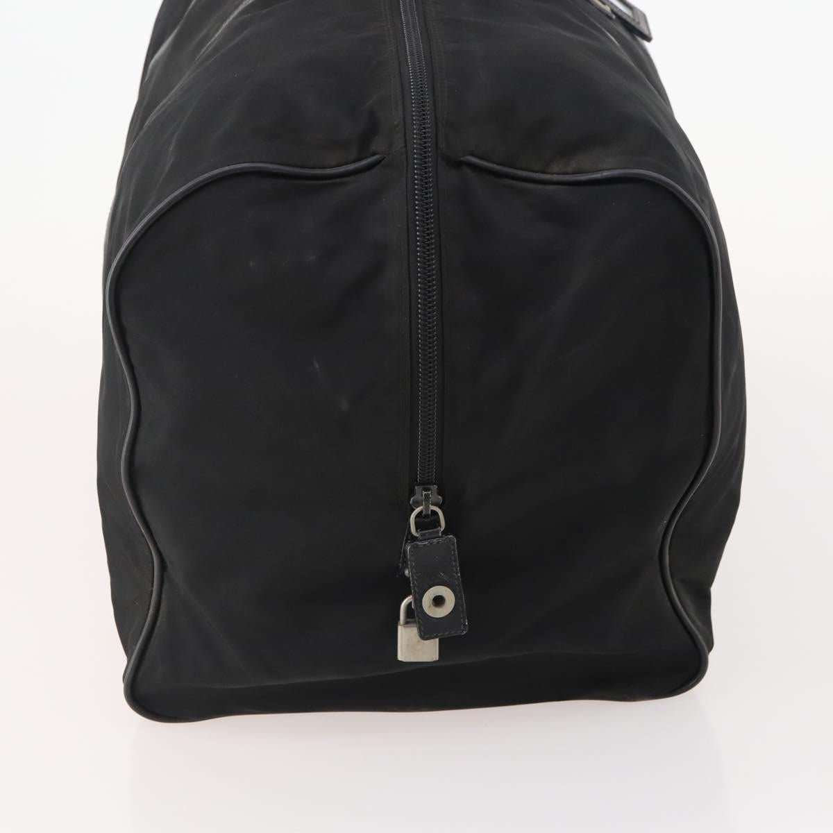 PRADA Boston Bag Nylon Black Silver Auth bs34493