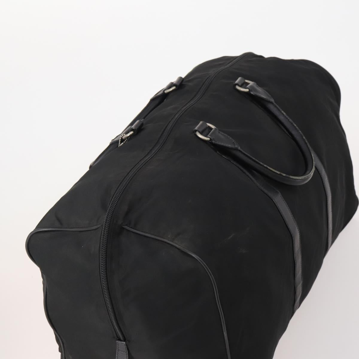 PRADA Boston Bag Nylon Black Silver Auth bs34493