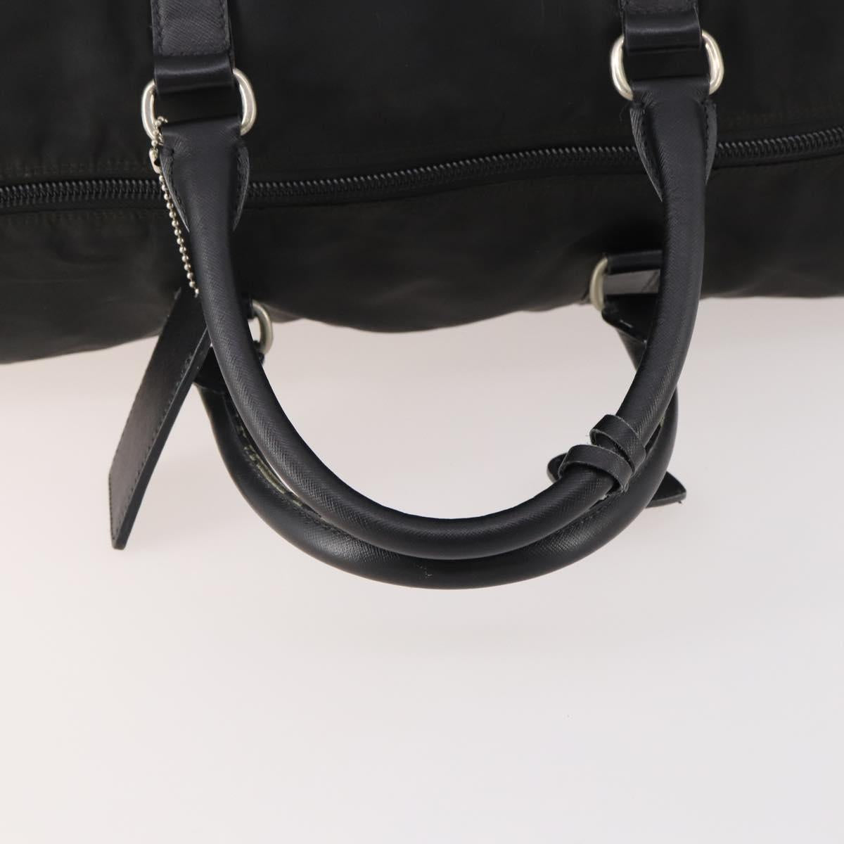 PRADA Boston Bag Nylon Black Silver Auth bs34493