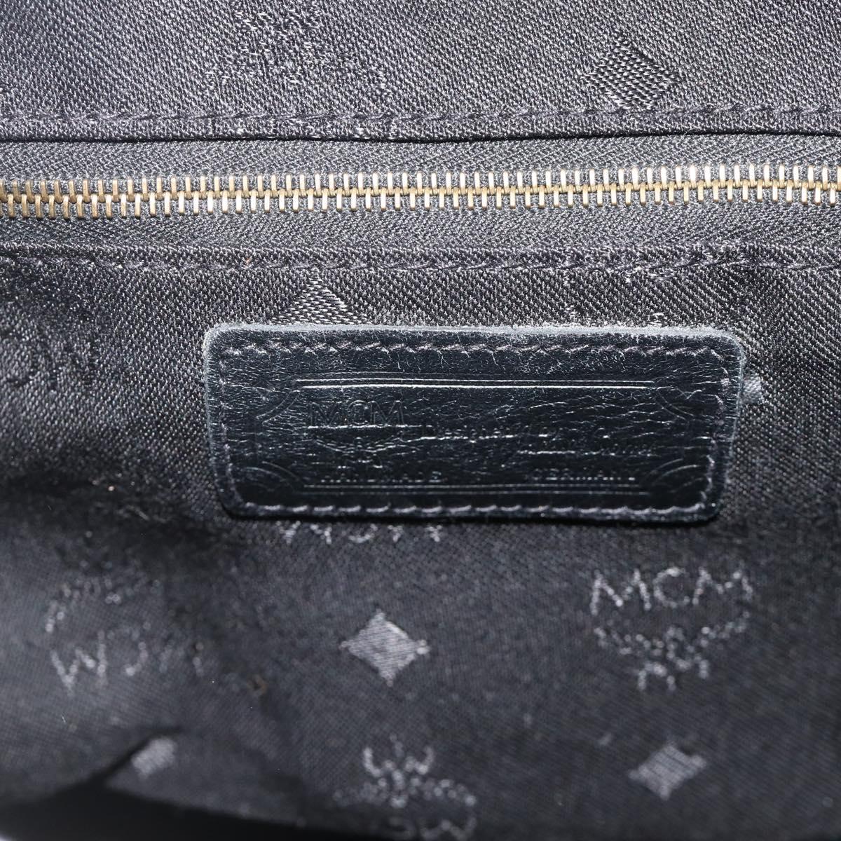 MCM Vicetos Logogram Backpack PVC Black Gold Auth bs34507