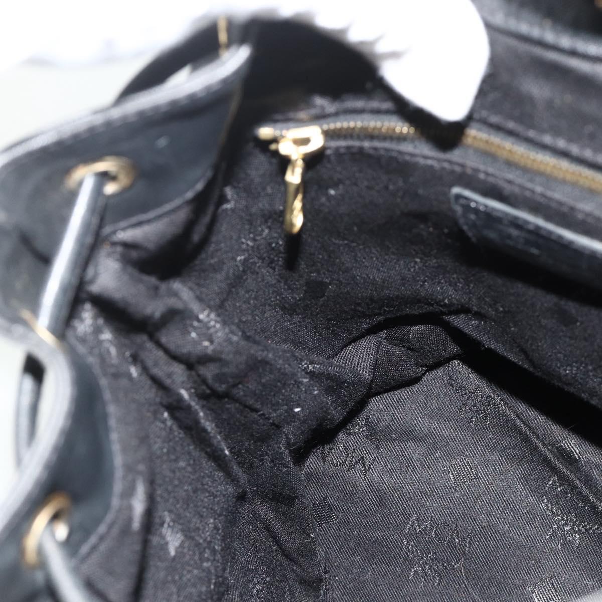 MCM Vicetos Logogram Backpack PVC Black Gold Auth bs34507