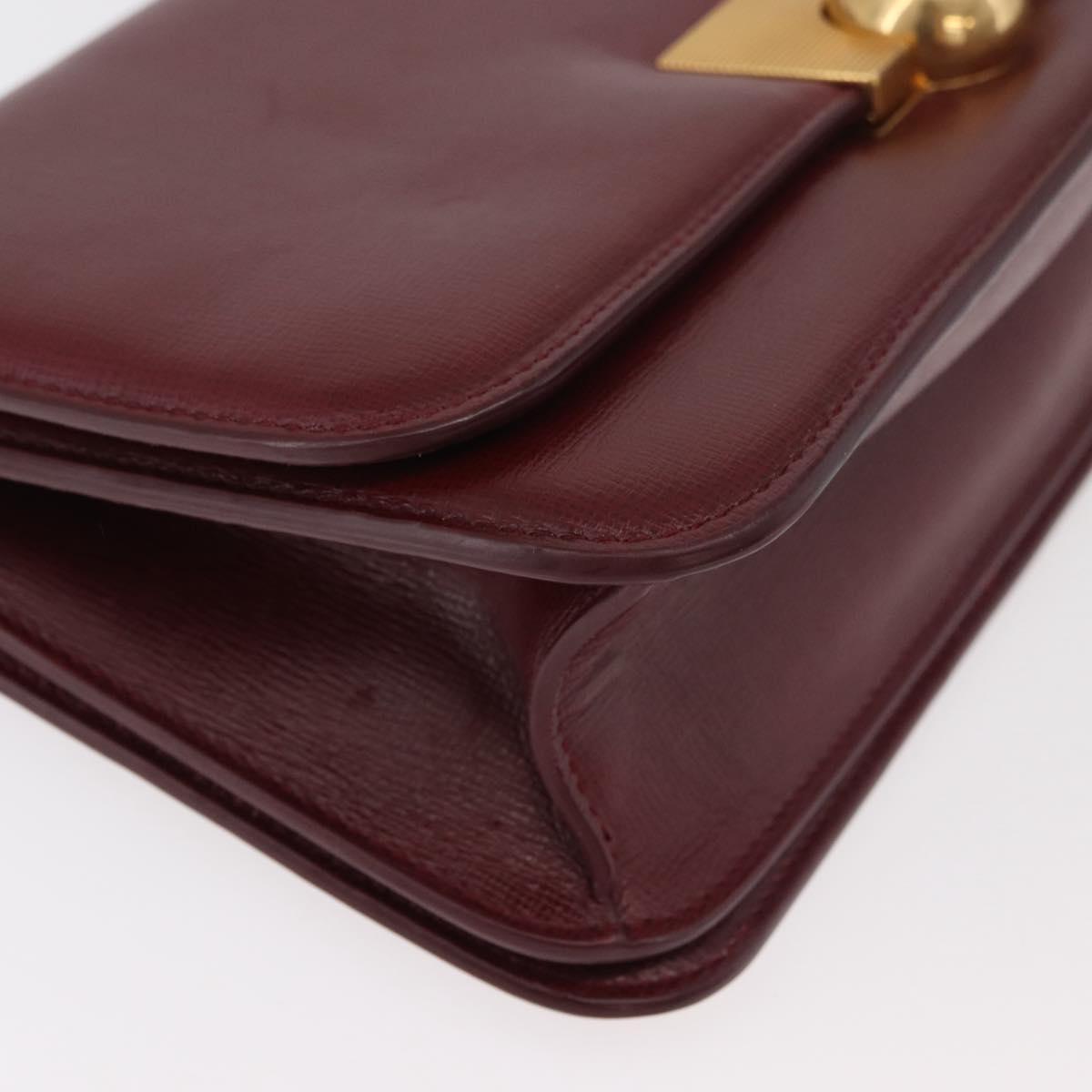 BOTTEGA VENETA Shoulder Bag Leather Bordeaux Gold Auth bs34508A
