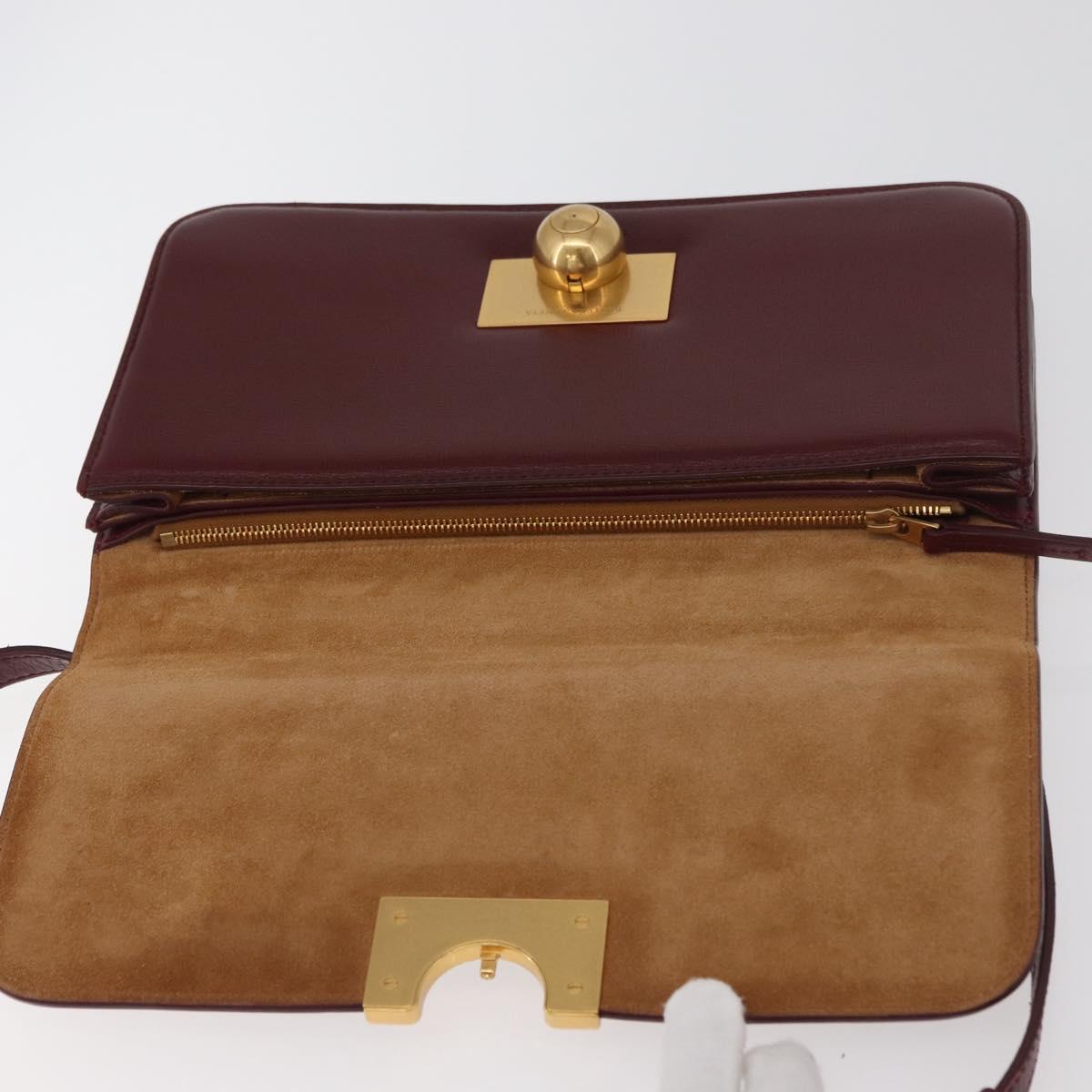 BOTTEGA VENETA Shoulder Bag Leather Bordeaux Gold Auth bs34508A