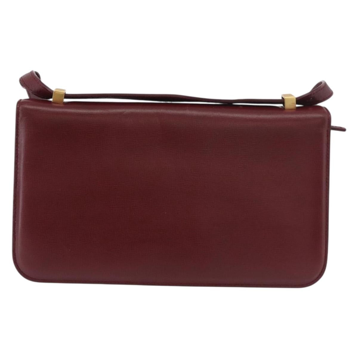 BOTTEGA VENETA Shoulder Bag Leather Bordeaux Gold Auth bs34508A