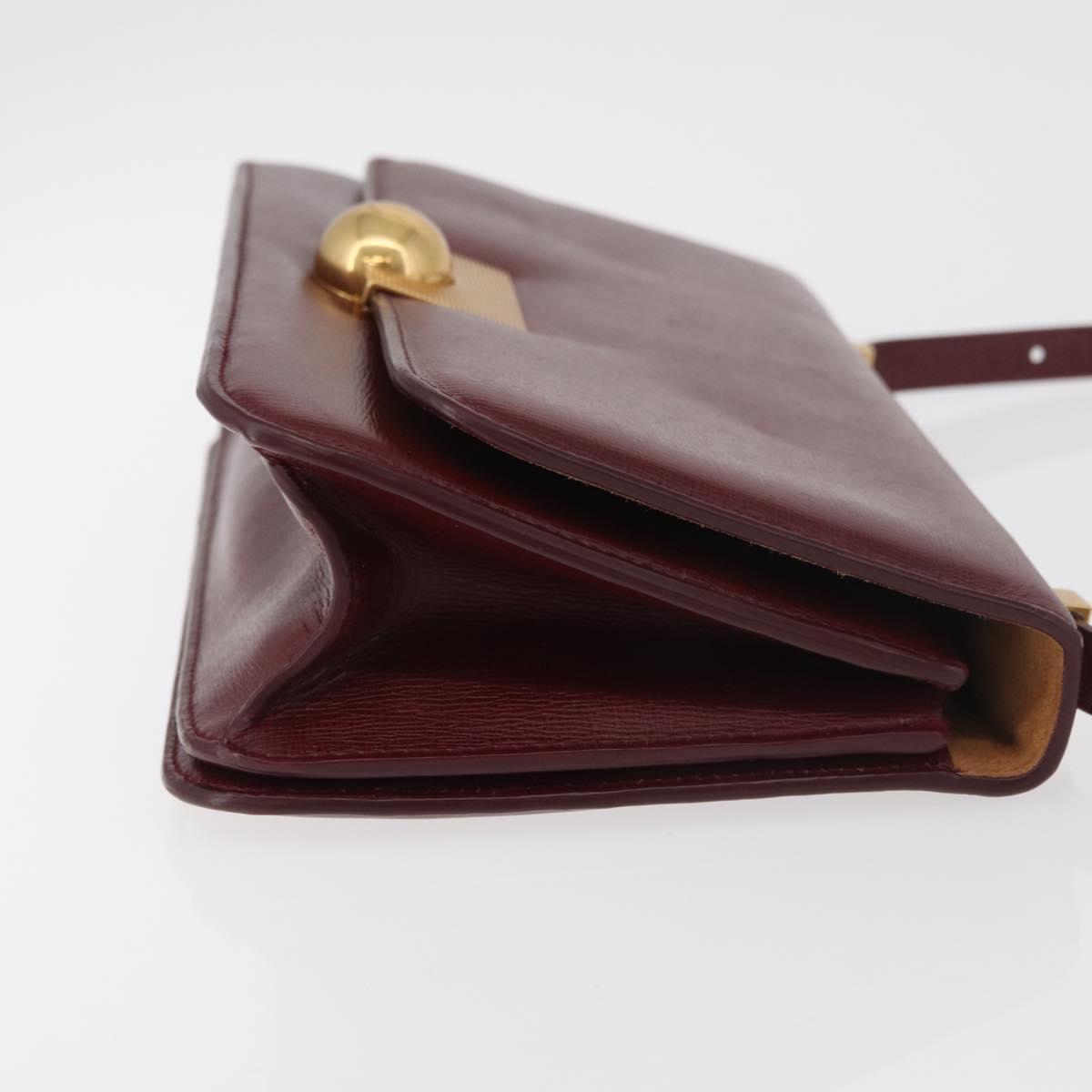 BOTTEGA VENETA Shoulder Bag Leather Bordeaux Gold Auth bs34508A