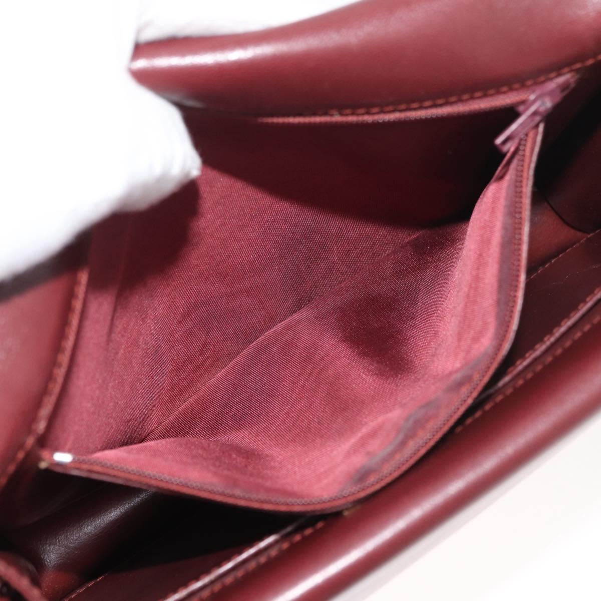 CARTIER Must Line Shoulder Bag Leather Bordeaux Gold Auth bs34509