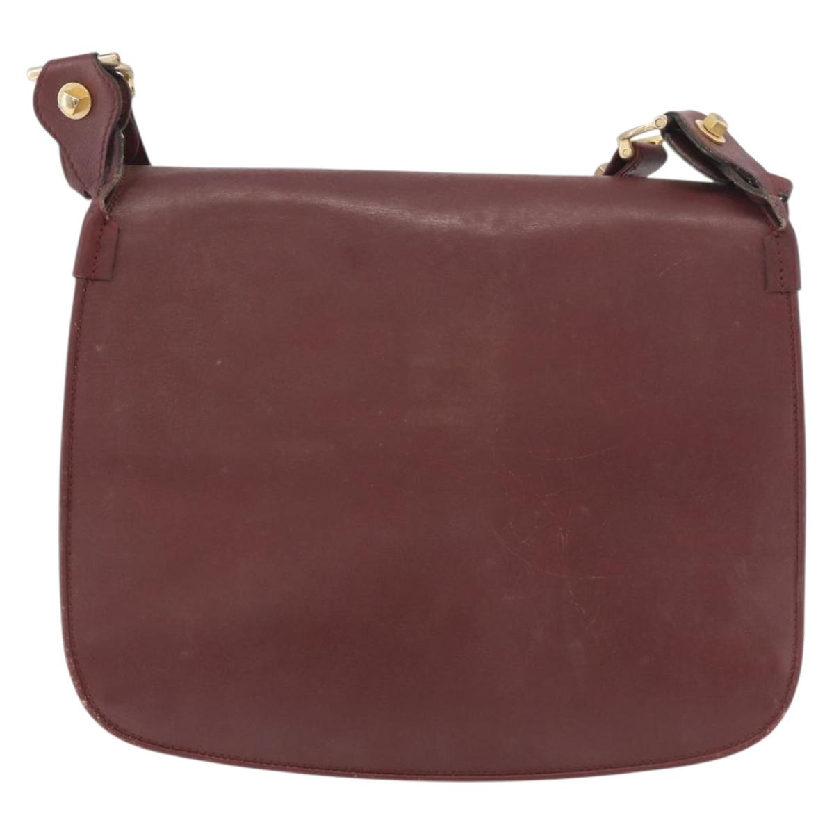 CARTIER Must Line Shoulder Bag Leather Bordeaux Gold Auth bs34510