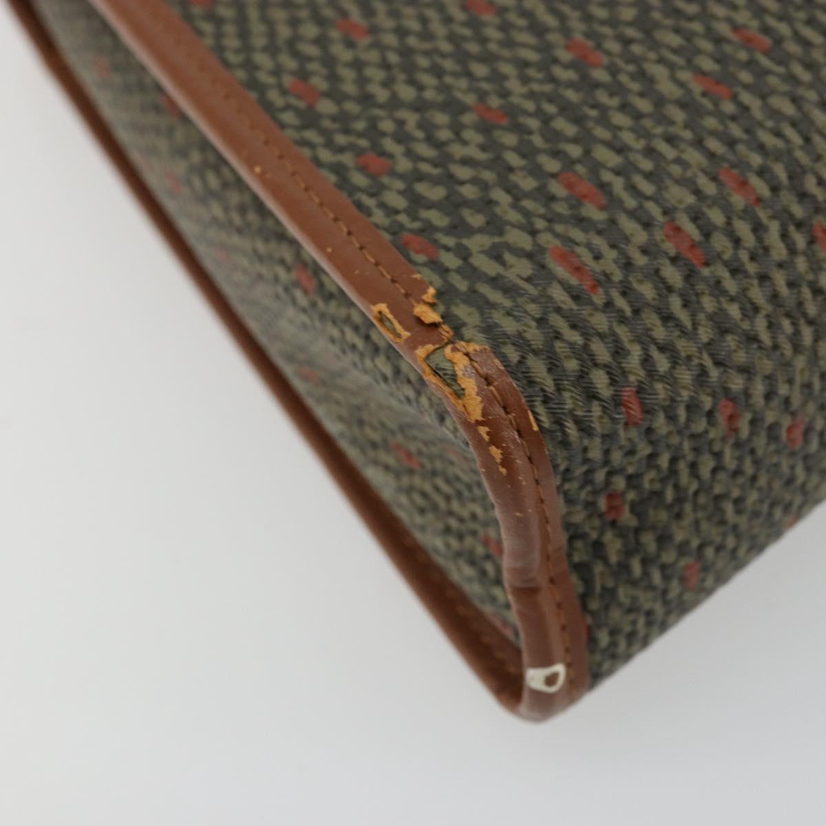 SAINT LAURENT Hand Bag Coated Canvas 2way Khaki Gold Auth bs34511