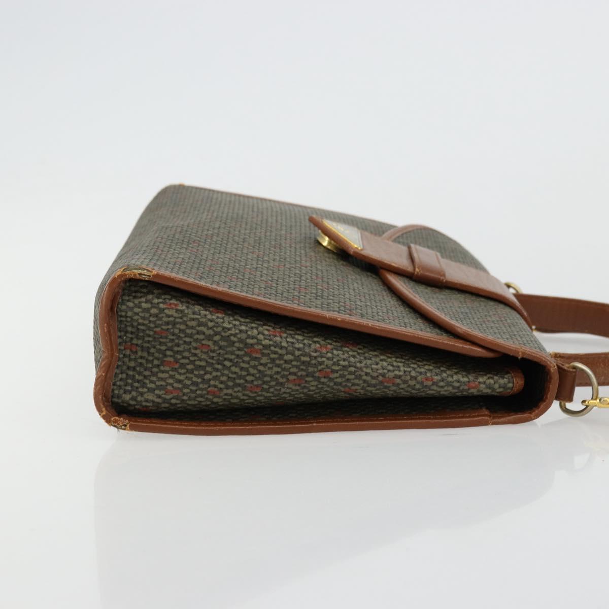 SAINT LAURENT Hand Bag Coated Canvas 2way Khaki Gold Auth bs34511