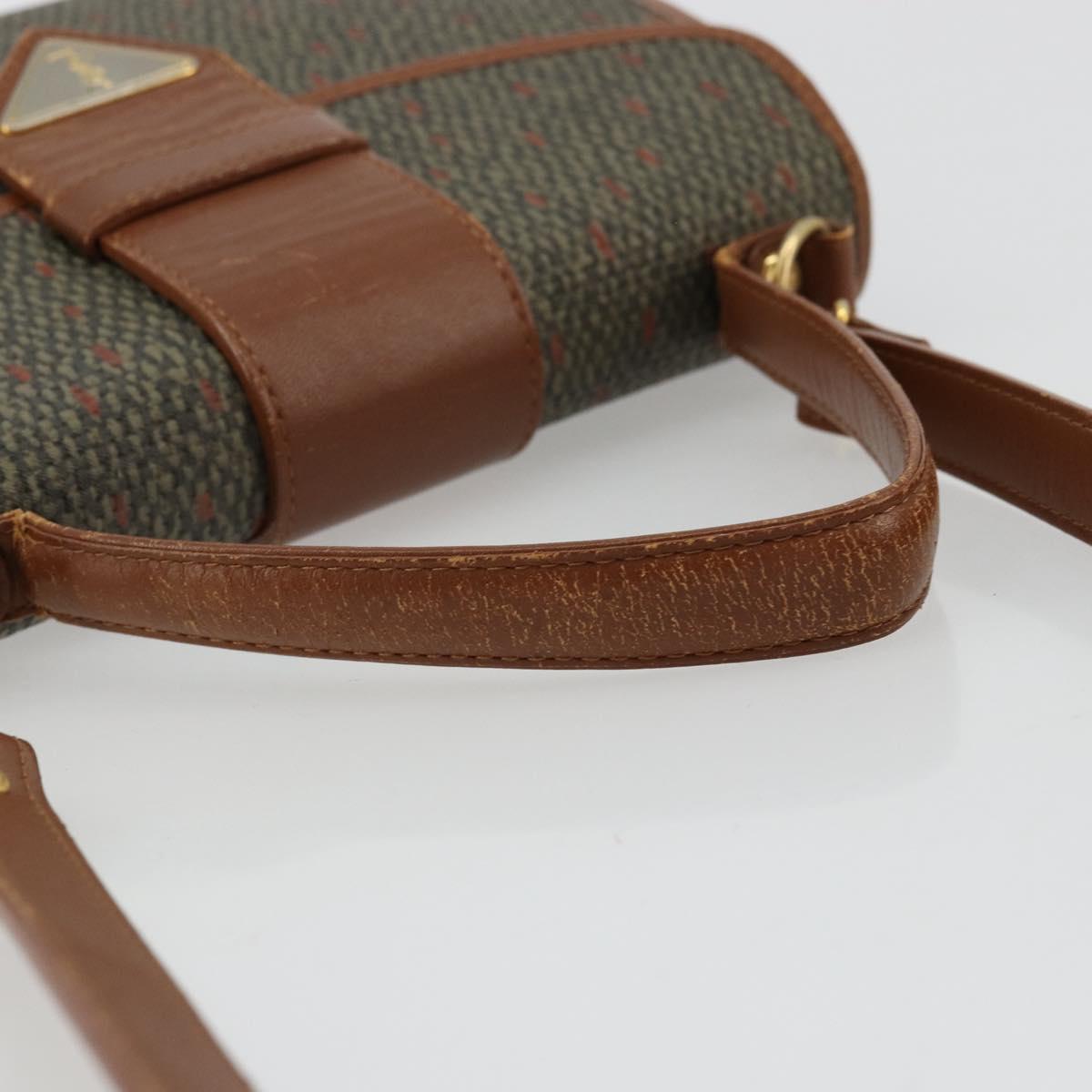 SAINT LAURENT Hand Bag Coated Canvas 2way Khaki Gold Auth bs34511
