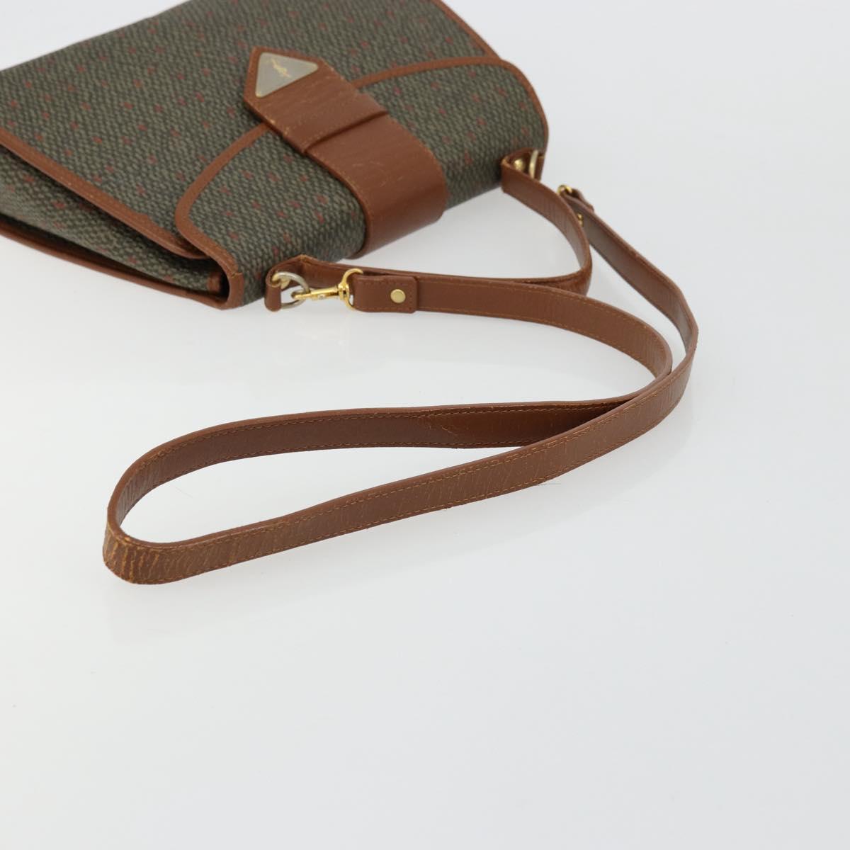 SAINT LAURENT Hand Bag Coated Canvas 2way Khaki Gold Auth bs34511