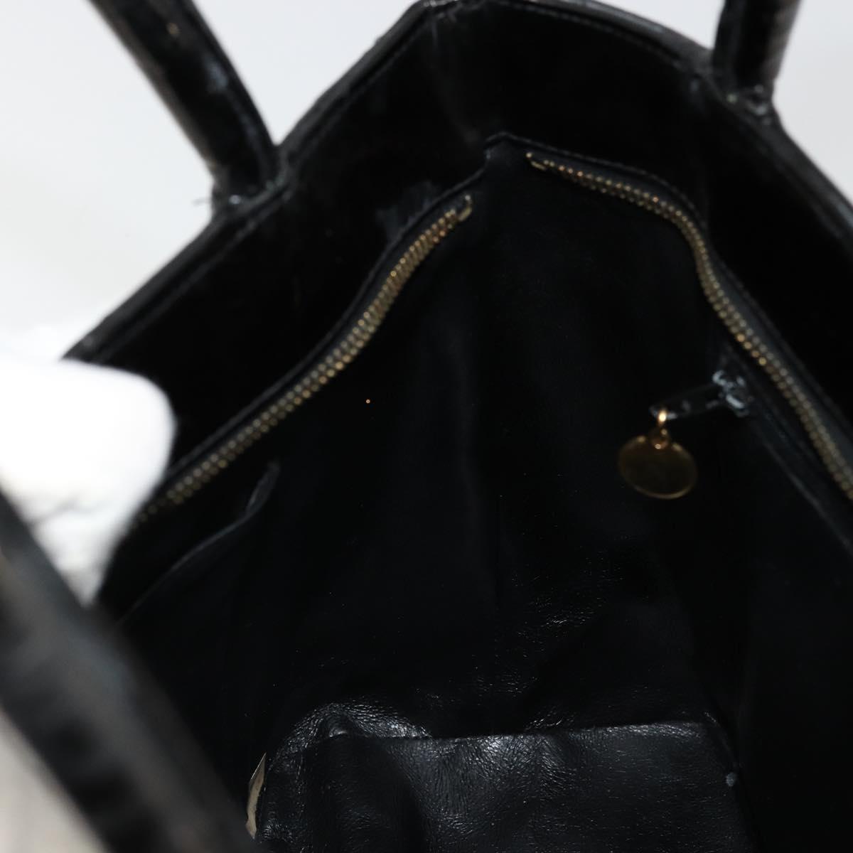 CHANEL Matelasse Reprint Tote Bag Patent leather Black Gold CC Auth bs34512A