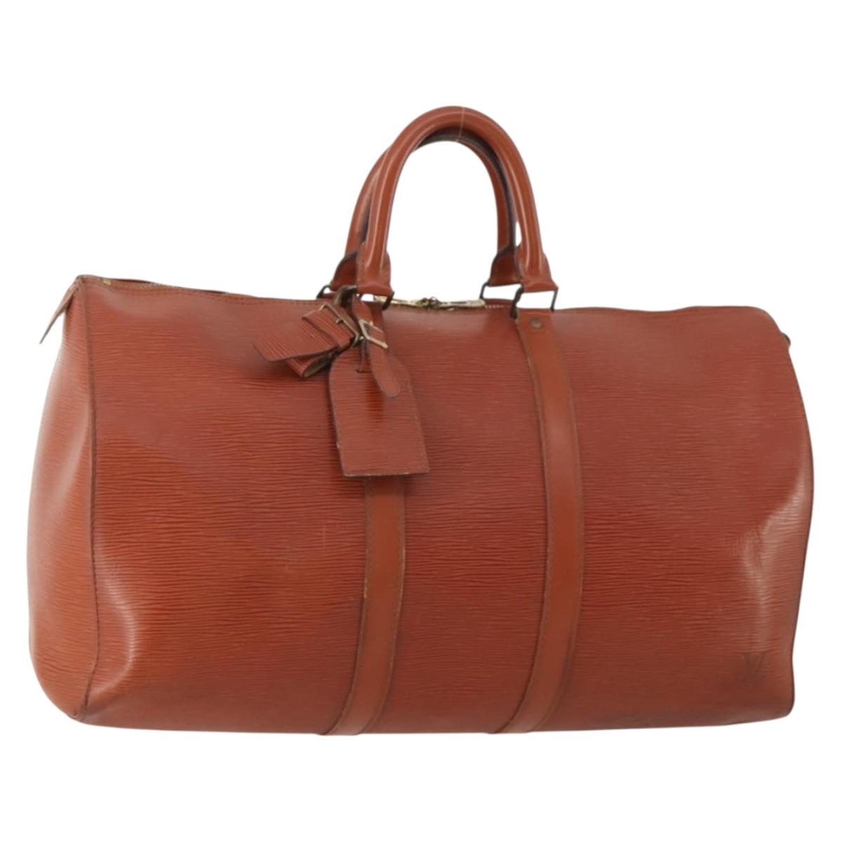 LOUIS VUITTON Epi Keepall 45 Boston Bag Brown M42978 LV Auth bs34522